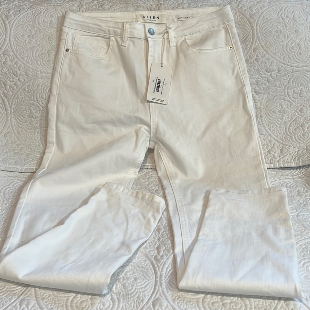 Risen high rise white skinny jeans, size 31/13, NWT